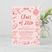 Invitation Modern Hand Drawn Class of 2026 Graduation Party (Debout devant)