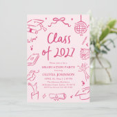 Invitation Modern Hand Drawn Class of 2027 Graduation Party (Debout devant)
