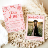 Invitation Modern Hand Drawn Class of 2027 Graduation Party