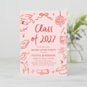 Invitation Modern Hand Drawn Class of 2027 Graduation Party (Debout devant)