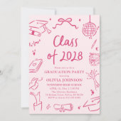 Invitation Modern Hand Drawn Class of 2028 Graduation Party (Devant)