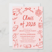 Invitation Modern Hand Drawn Class of 2028 Graduation Party (Devant)