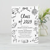 Invitation Modern Hand Drawn Class of 2029 Graduation Party (Debout devant)