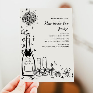 Invitation Modern Hand Drawn New Year's Eve Party