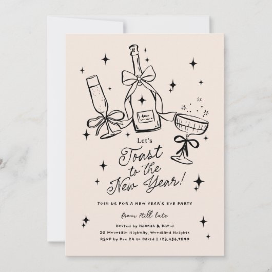 Invitation Modern Hand Drawn New Year's Eve Party (Devant)