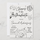 Invitation Modern Hand Drawn Photo Graduation Party (Devant)