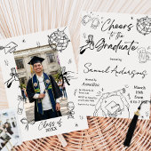 Invitation Modern Hand Drawn Photo Graduation Party