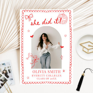 Invitation Modern Hand Drawn Photo Graduation Party