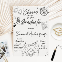 Modern Hand Drawn Photo Graduation Party