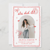 Invitation Modern Hand Drawn Photo Graduation Party (Devant)