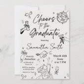 Invitation Modern Hand Drawn Photo Graduation Party (Devant)