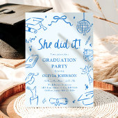 Invitation Modern Hand Drawn She did it Graduation Party