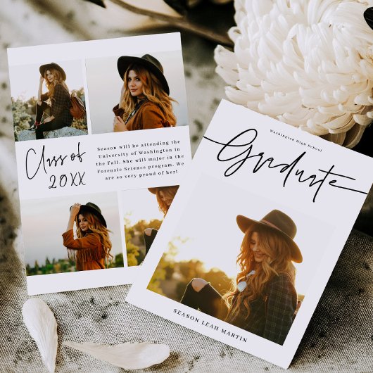 Invitation Modern Hand Lettered Graduation Announcement Card 