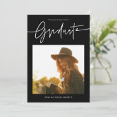 Invitation Modern Hand Lettered Graduation Announcement Card  (Debout devant)