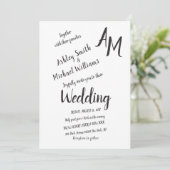 Invitation Modern Handwritten Simple Black and White Wedding (Debout devant)