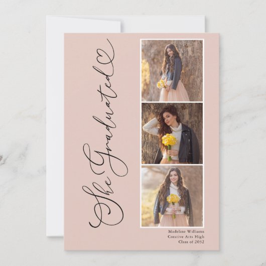 Invitation Modern Heart Four Photo Graduation Party (Devant)