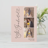 Invitation Modern Heart Four Photo Graduation Party (Debout devant)