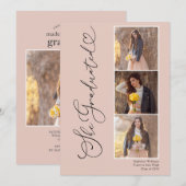 Invitation Modern Heart Four Photo Graduation Party (Devant / Derrière)