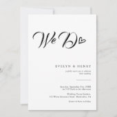 Invitation Modern Heart Script Typography We Do Wedding (Devant)