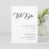 Invitation Modern Heart Script Typography We Do Wedding (Debout devant)