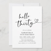Invitation Modern Hello Thirty Black and White 30th Birthday (Devant)