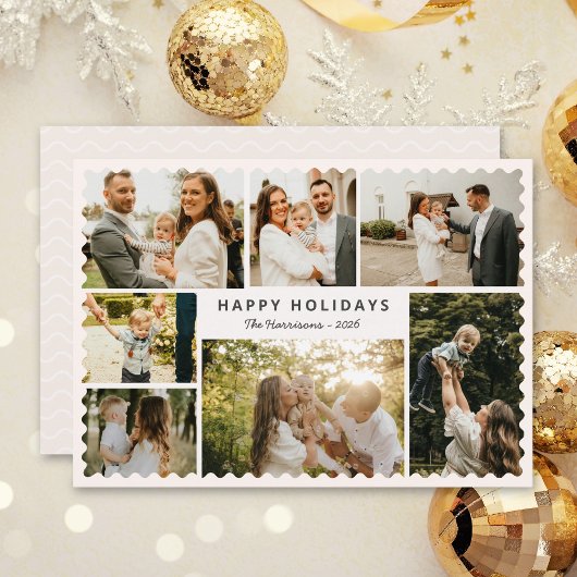 Invitation Modern Holiday Card with Photo Collage