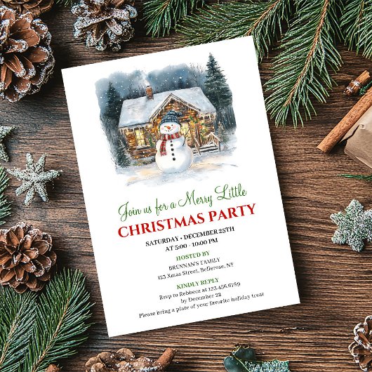 Invitation Modern Holiday Scene Watercolor Christmas Invite