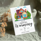 Invitation Modern Home Illustration Green Brown Housewarming