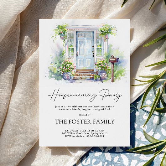Invitation Modern Housewarming Party Simple Watercolor