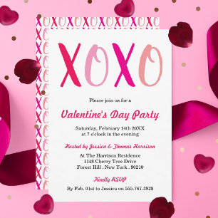 Invitation Modern Hugs & Kisses (XOXO) Saint-Valentin