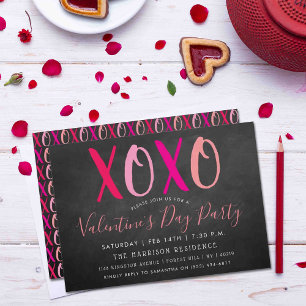 Invitation Modern Hugs & Kisses (XOXO) Saint-Valentin