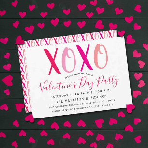 Invitation Modern Hugs & Kisses (XOXO) Saint-Valentin