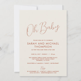 Invitation Modern ivory Baby Shower Elegant Script
