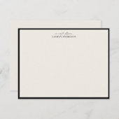 Invitation Modern Ivory Black Border Script Font Note Card (Devant / Derrière)