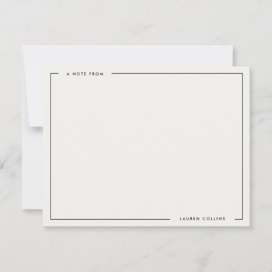 Invitation Modern Ivory Black Border Stationery Note Card (Devant)
