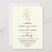 Invitation Modern Ivory Deep Burgundy Monogram Wedding (Devant)