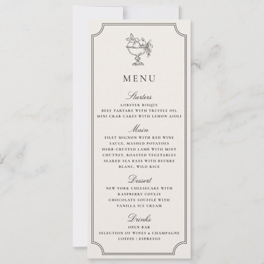 Invitation Modern Ivory Double Frame Elegant Wedding Menu (Devant)