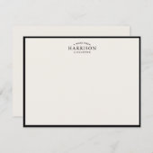 Invitation Modern Ivory Elegant Black Border Note Card (Devant / Derrière)
