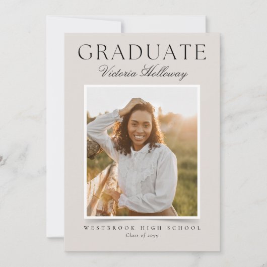Invitation Modern Ivory One Photo Graduation Announcement (Devant)