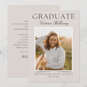 Invitation Modern Ivory One Photo Graduation Announcement (Devant / Derrière)