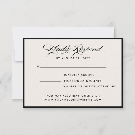 Invitation Modern Ivory Script RSVP Card (Devant)