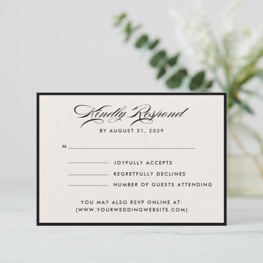 Invitation Modern Ivory Script RSVP Card (Debout devant)