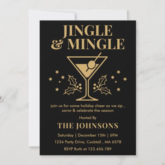 Invitation Modern Jingle & Mingle Christmas Cocktail Party (Devant)