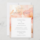 Invitation Modern Just Love Peach Floral Mariage QR Code (Devant)