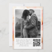 Invitation Modern Just Love Peach Floral Mariage QR Code (Dos)