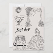Invitation Modern Just Love Wedding Party-Minimalist Line Art (Devant)