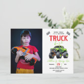 Invitation Modern Kids Monster Truck Birthday Party (Debout devant)