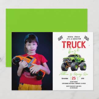 Invitation Modern Kids Monster Truck Birthday Party