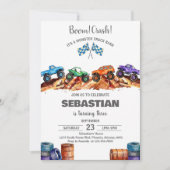 Invitation Modern Kids Monster Trucks Birthday Party (Devant)