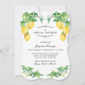 Invitation Modern Lemon Floral Elegant Blue Bridal Shower (Devant)